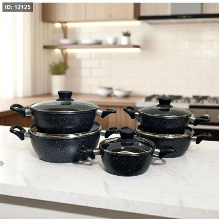 طقم/10طناجر تيفال اسود منقط 18/20/22/24/26سم 